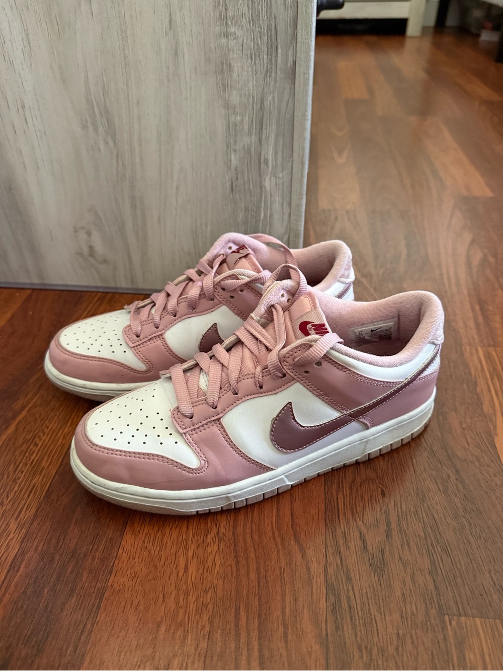 Nike Women’s Pink and White Dunk-Style Low Tops